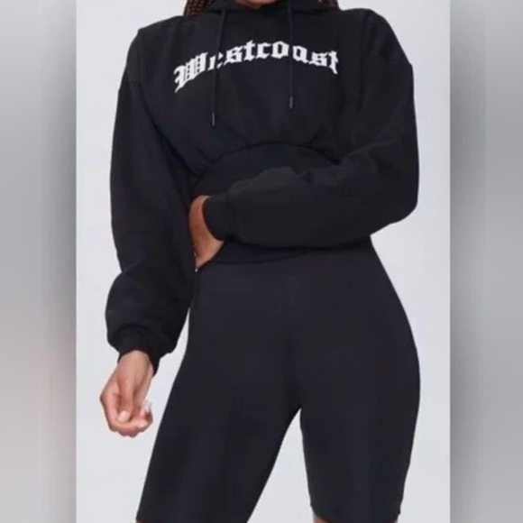 “West Coast” Bustier Cropped Hoodie NWT 🏷️ by- Forever 21 | Sz: M - Picture 2 of 15